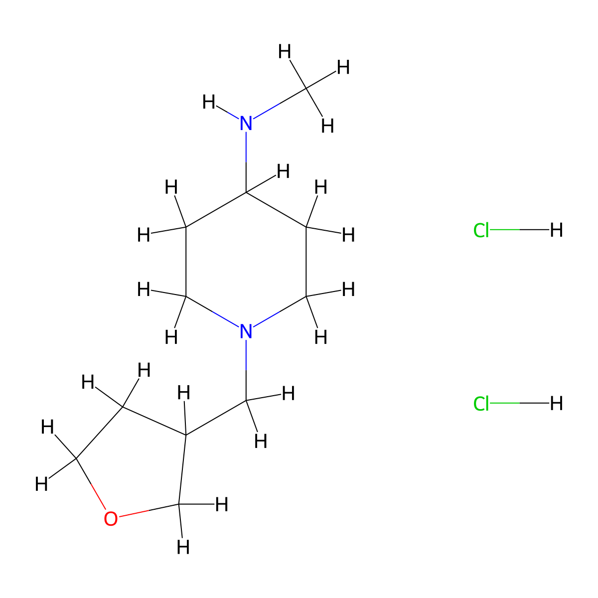 N-methyl-1-((oxolan-3-yl)methyl)piperidin-4-amine dihydrochloride molecular structure, CAS 1315366-62-1