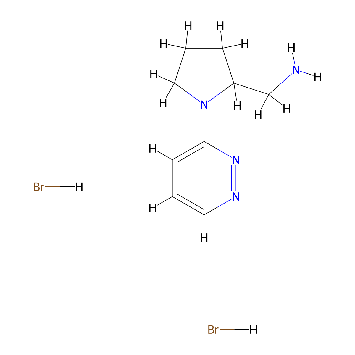 [1-(Pyridazin-3-yl)pyrrolidin-2-yl]methanamine dihydrobromide molecular structure, CAS 1315366-64-3