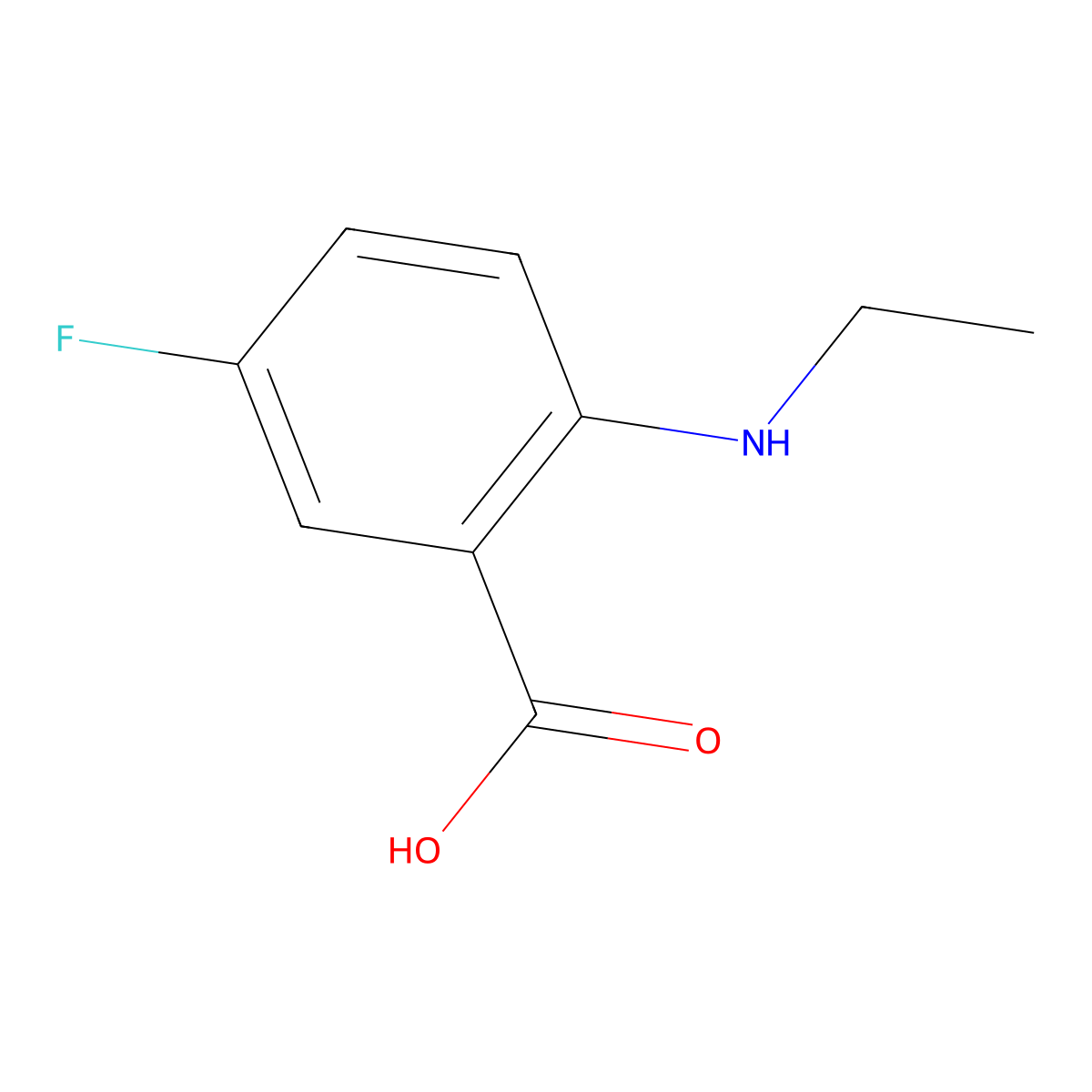 2-(Ethylamino)-5-fluorobenzoic acid molecular structure, CAS 1315366-67-6