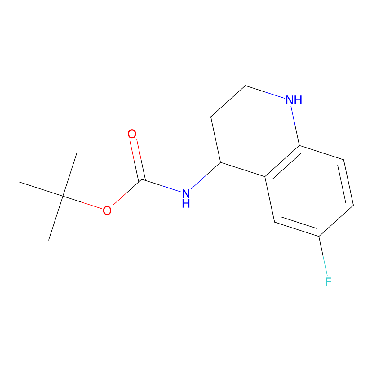 tert-butyl N-(6-fluoro-1,2,3,4-tetrahydroquinolin-4-yl)carbamate molecular structure, CAS 1315366-71-2
