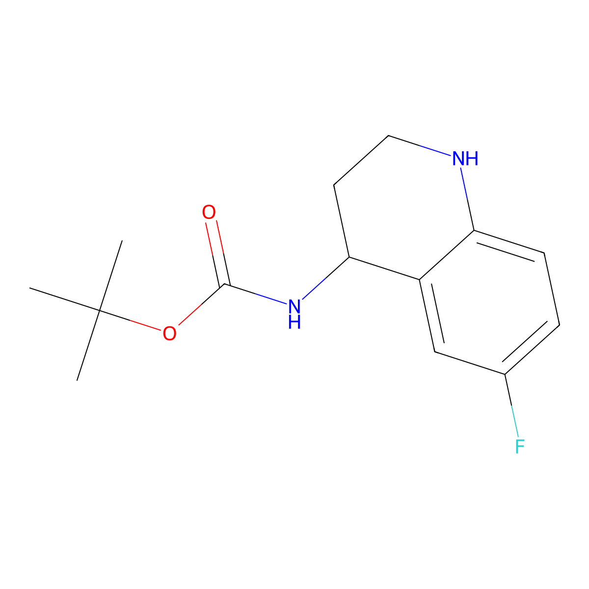 tert-butyl N-(6-fluoro-1,2,3,4-tetrahydroquinolin-4-yl)carbamate molecular structure, CAS 1315366-71-2