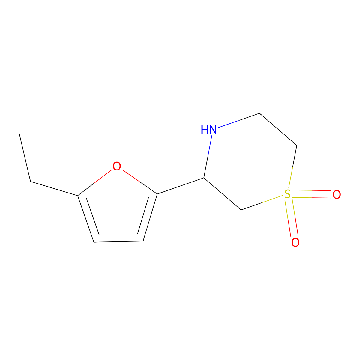 3-(5-Ethylfuran-2-yl)-1lambda6-thiomorpholine-1,1-dione molecular structure, CAS 1315366-81-4