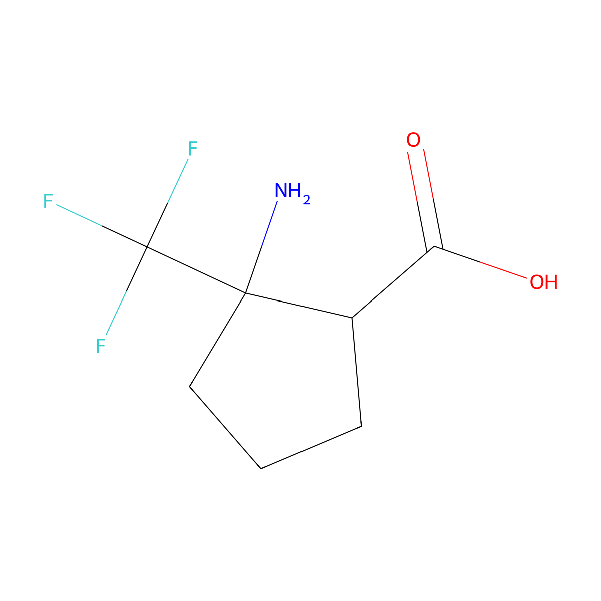 2-Amino-2-(trifluoromethyl)cyclopentane-1-carboxylic acid molecular structure, CAS 1315366-82-5