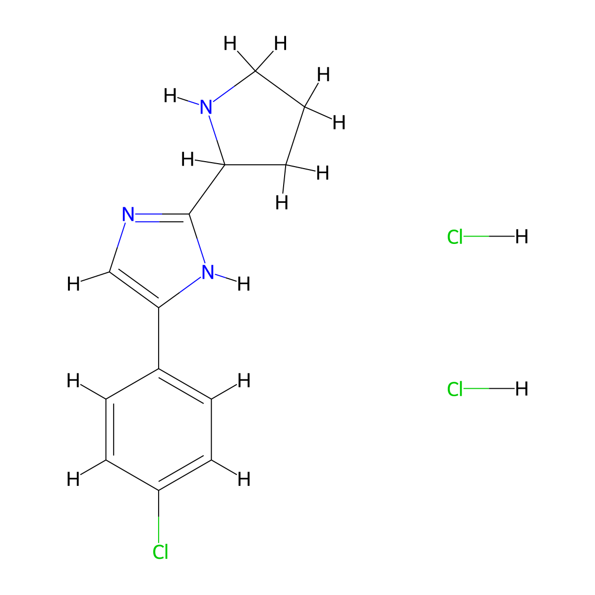 4-(4-chlorophenyl)-2-(pyrrolidin-2-yl)-1H-imidazole dihydrochloride molecular structure, CAS 1315366-85-8
