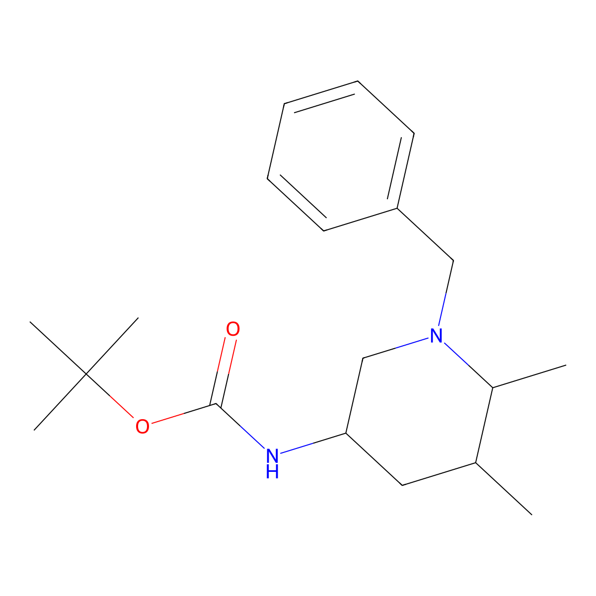 tert-butyl N-(1-benzyl-5,6-dimethylpiperidin-3-yl)carbamate molecular structure, CAS 1315367-11-3