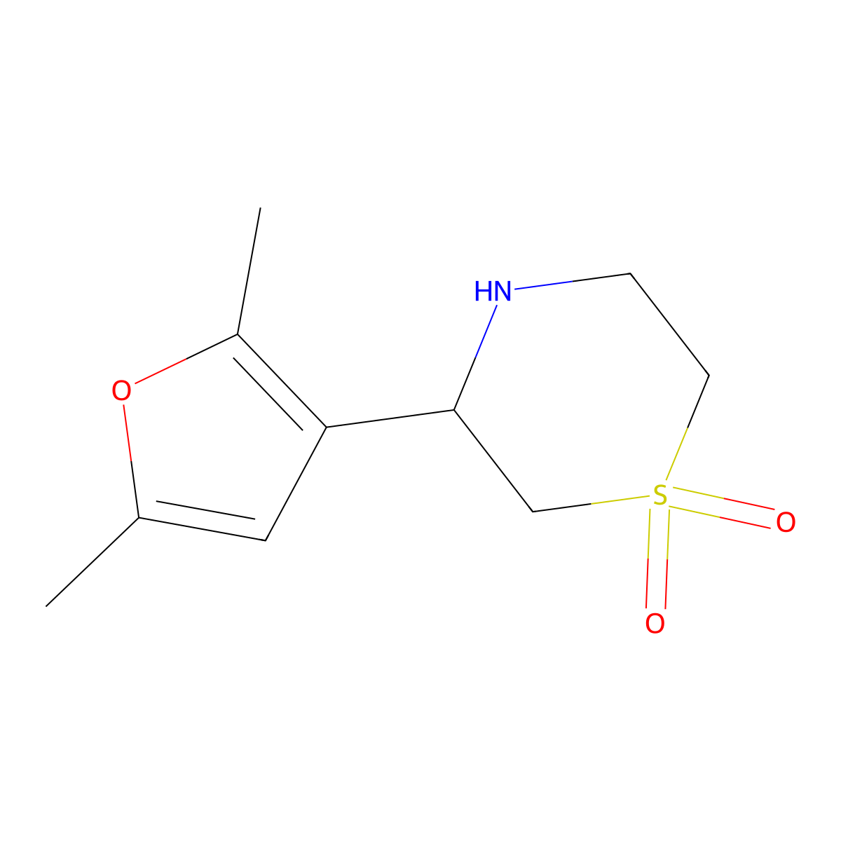 3-(2,5-Dimethylfuran-3-yl)thiomorpholine 1,1-dioxide molecular structure, CAS 1315367-12-4