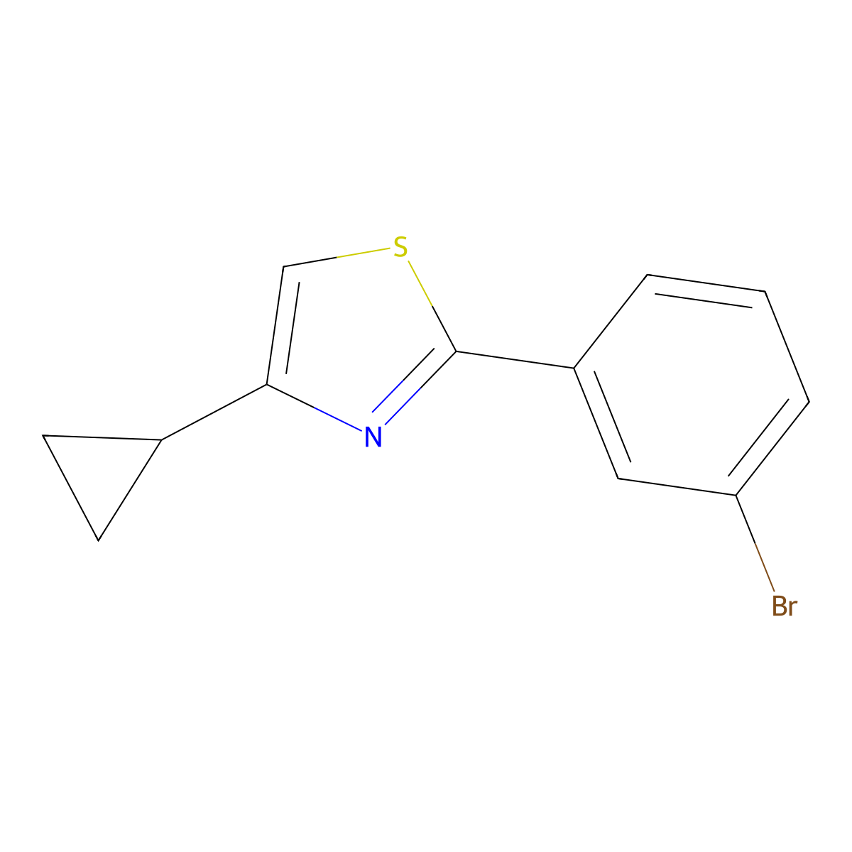 2-(3-Bromophenyl)-4-cyclopropyl-1,3-thiazole molecular structure, CAS 1315367-14-6