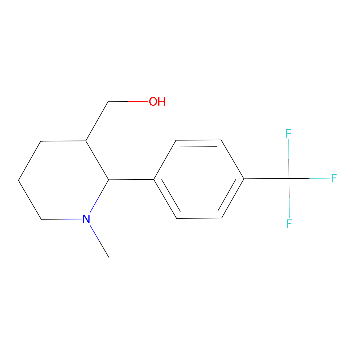 {1-Methyl-2-[4-(trifluoromethyl)phenyl]piperidin-3-yl}methanol molecular structure, CAS 1315367-16-8