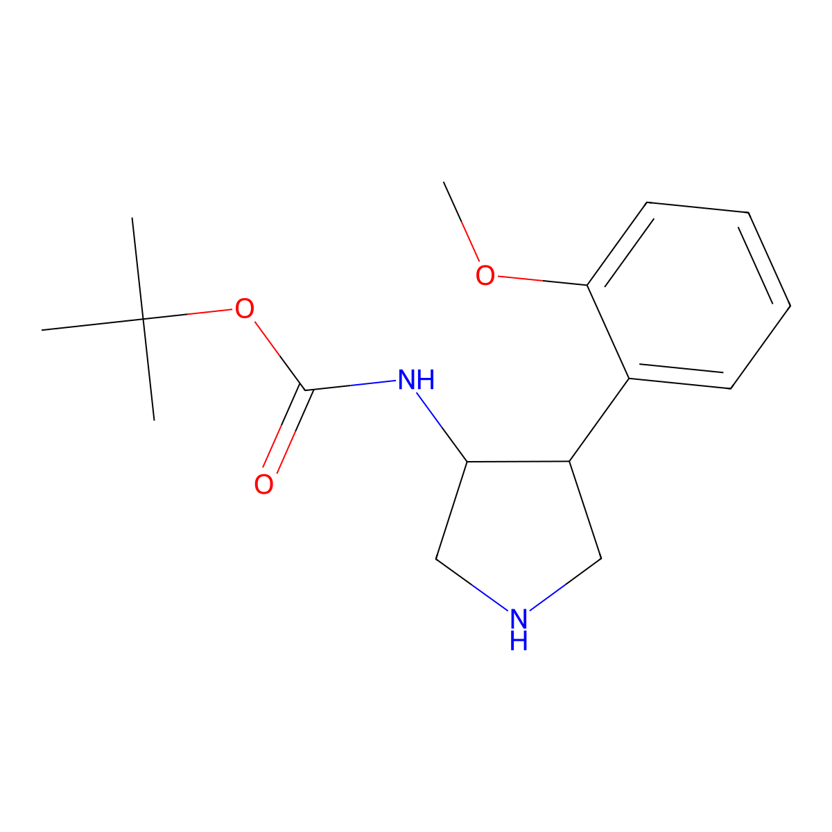 tert-butyl N-[4-(2-methoxyphenyl)pyrrolidin-3-yl]carbamate molecular structure, CAS 1315367-28-2