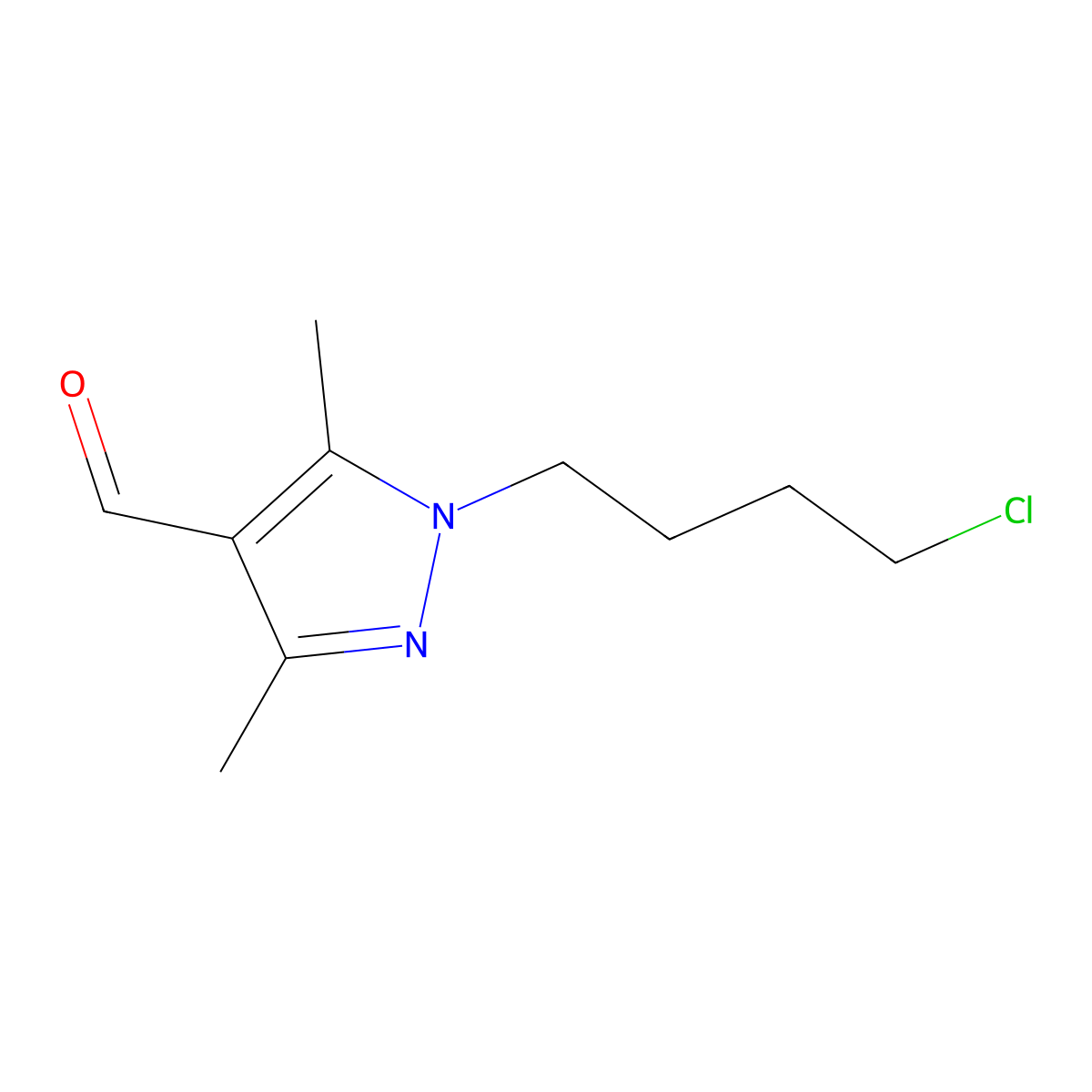 1-(4-chlorobutyl)-3,5-dimethyl-1H-pyrazole-4-carbaldehyde molecular structure, CAS 1315367-32-8
