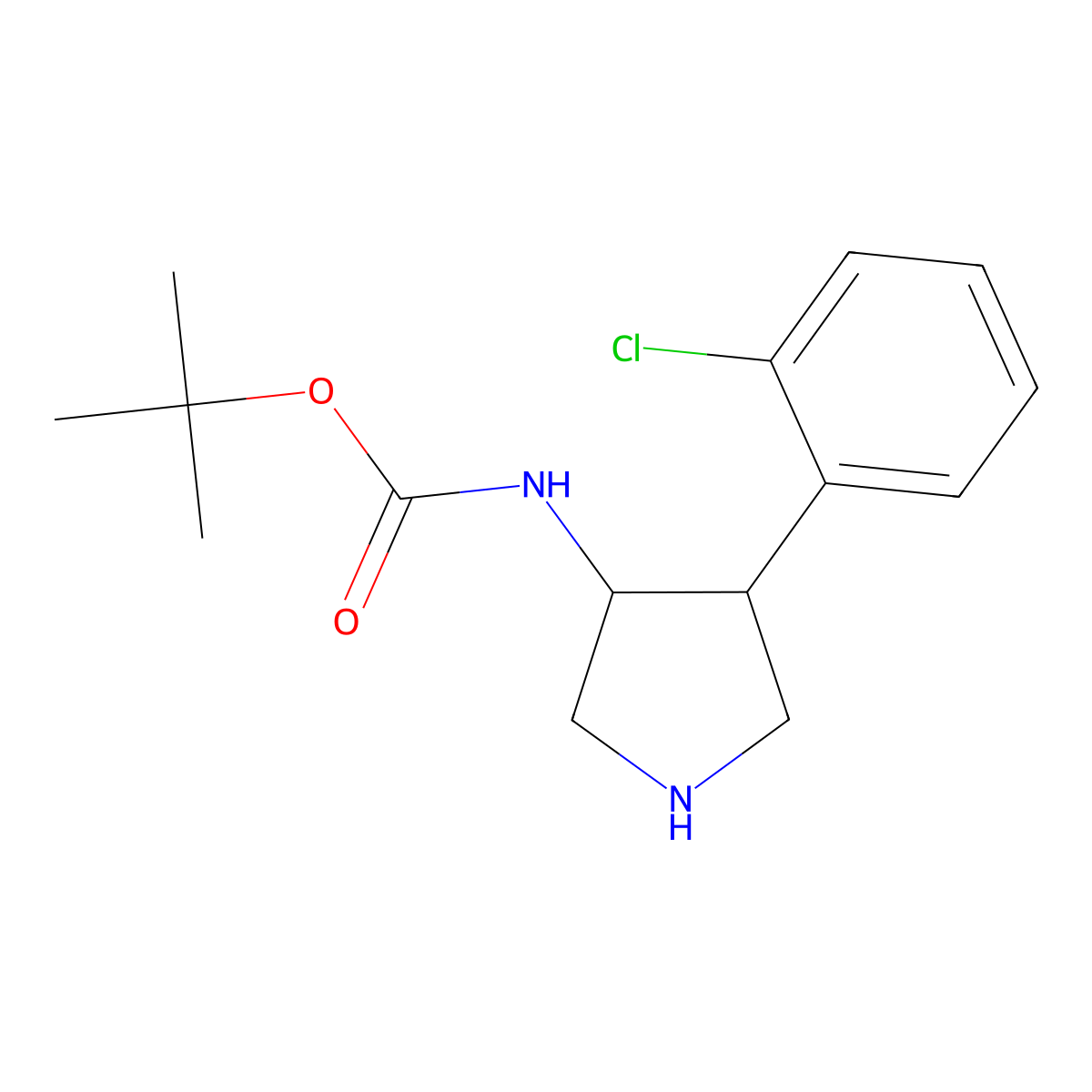 tert-butyl N-[4-(2-chlorophenyl)pyrrolidin-3-yl]carbamate molecular structure, CAS 1315367-38-4
