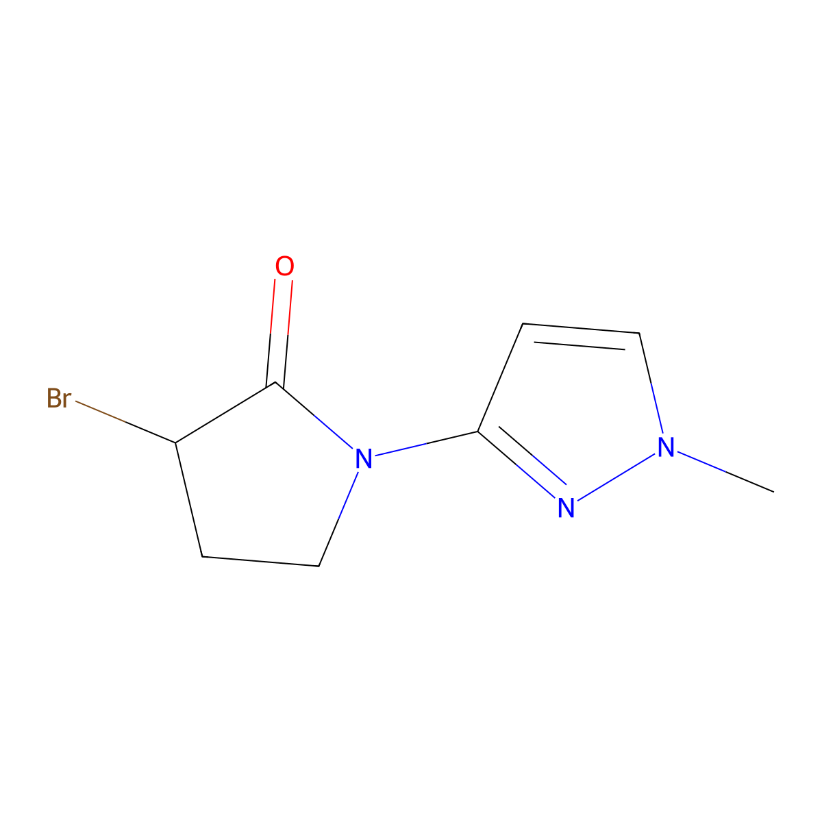 3-bromo-1-(1-methyl-1H-pyrazol-3-yl)pyrrolidin-2-one molecular structure, CAS 1315367-41-9
