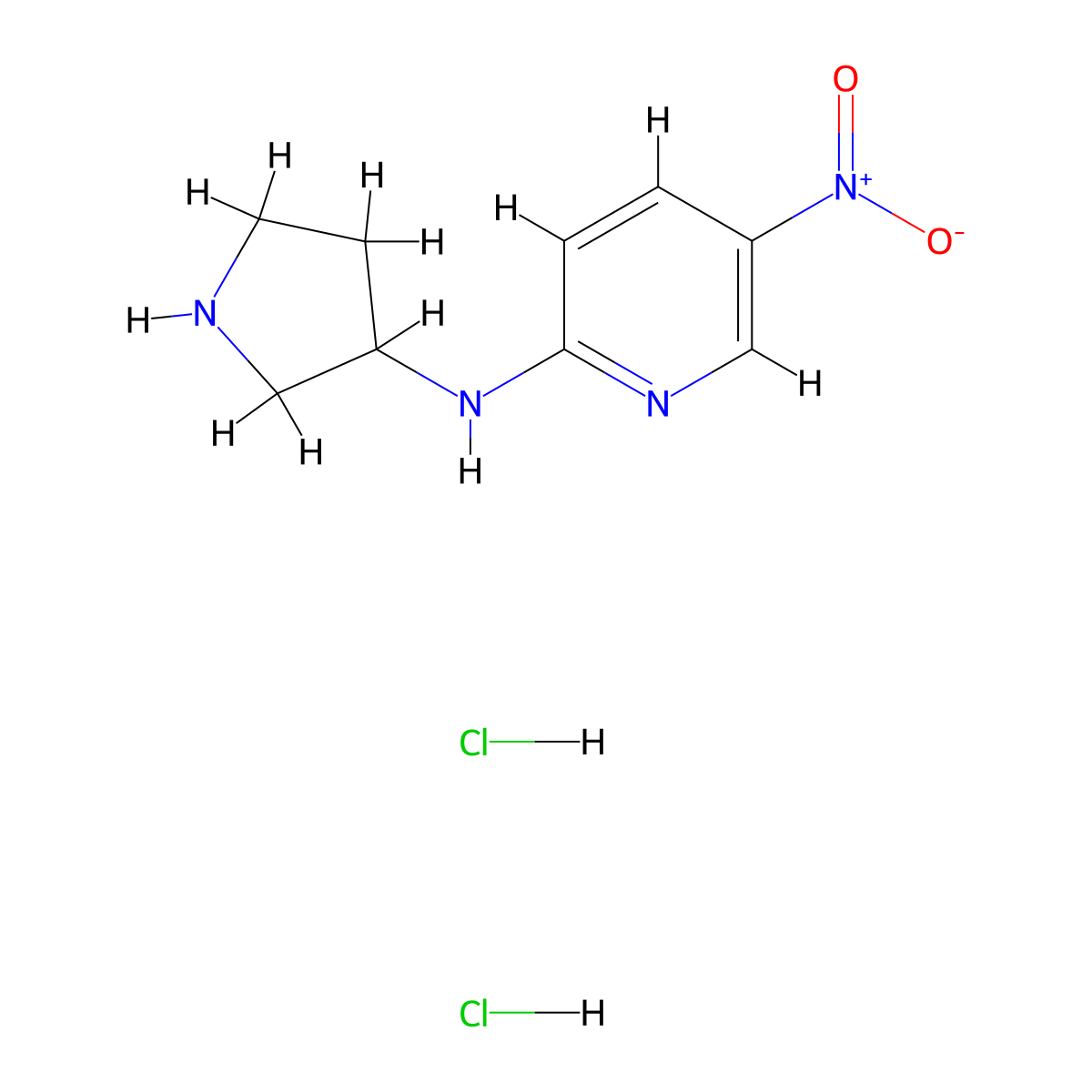 5-nitro-N-(pyrrolidin-3-yl)pyridin-2-amine dihydrochloride molecular structure, CAS 1315367-42-0