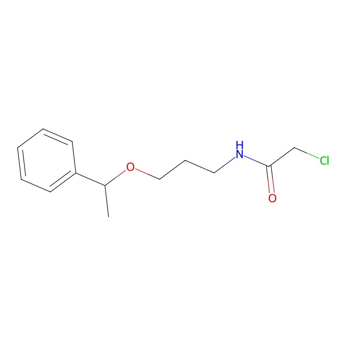 2-chloro-N-[3-(1-phenylethoxy)propyl]acetamide molecular structure, CAS 1315367-51-1