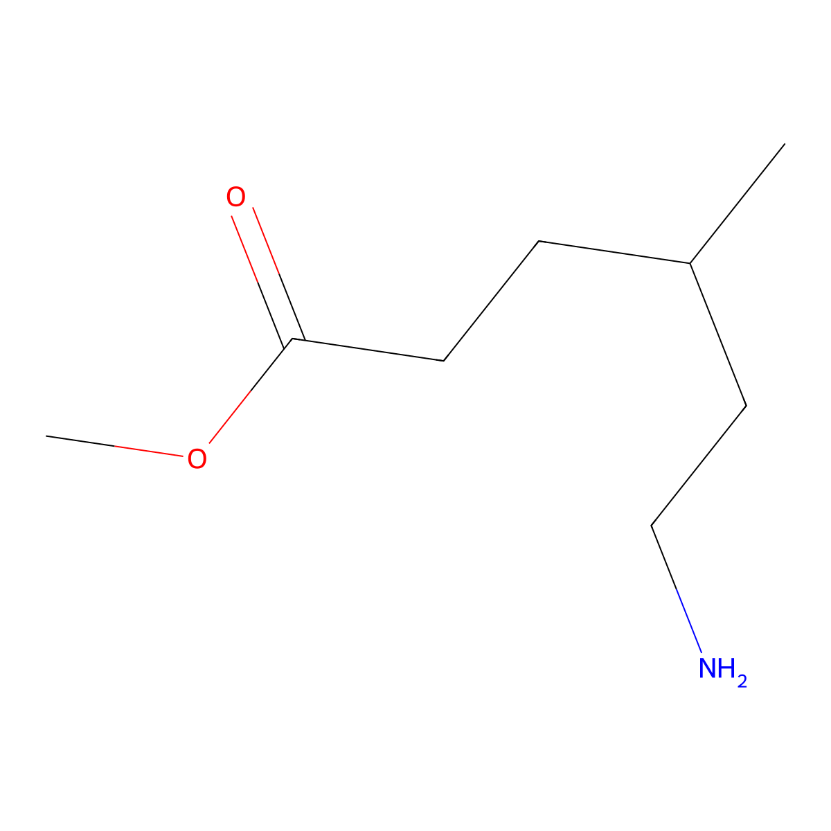 Methyl 6-amino-4-methylhexanoate molecular structure, CAS 1315367-54-4