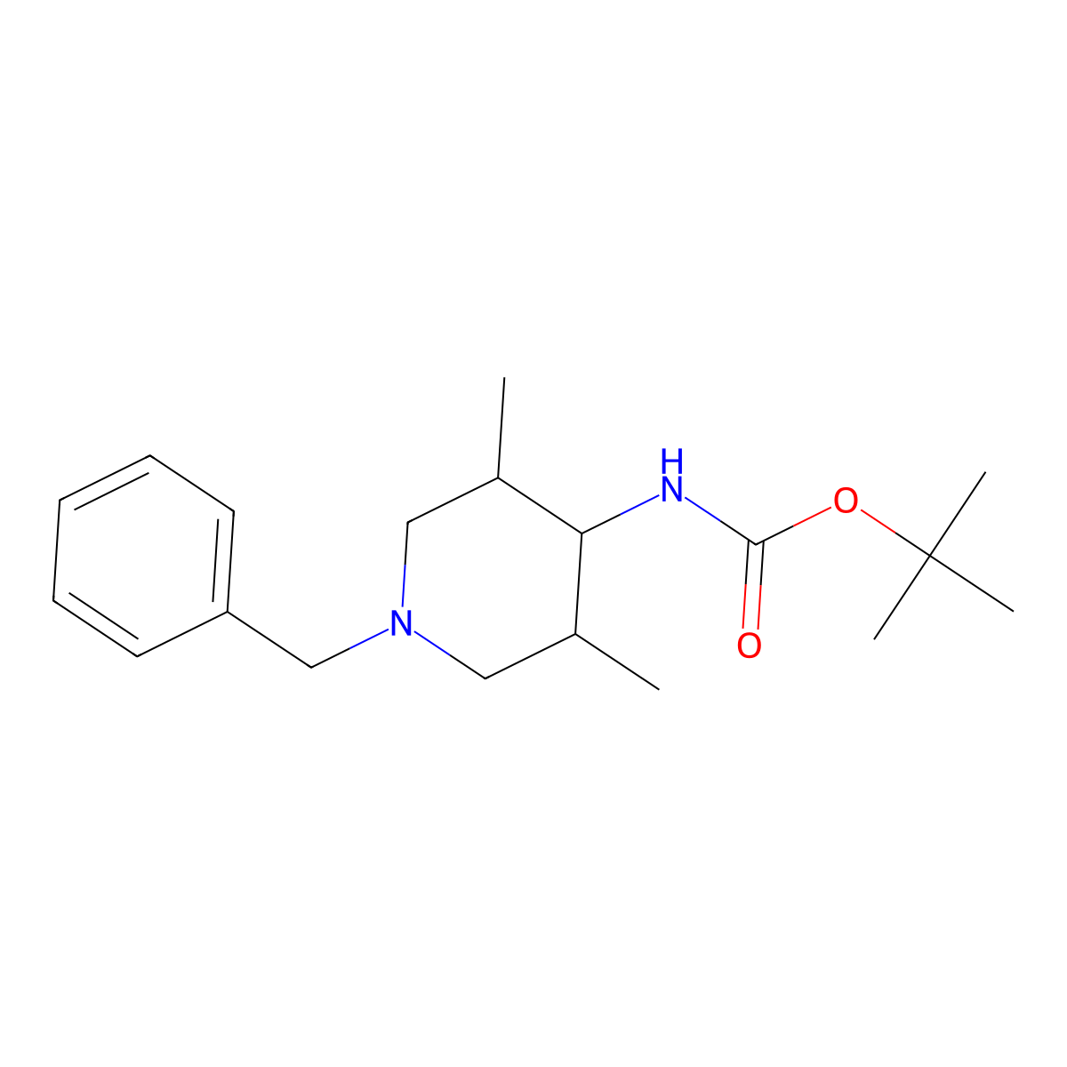 tert-butyl N-(1-benzyl-3,5-dimethylpiperidin-4-yl)carbamate molecular structure, CAS 1315367-57-7