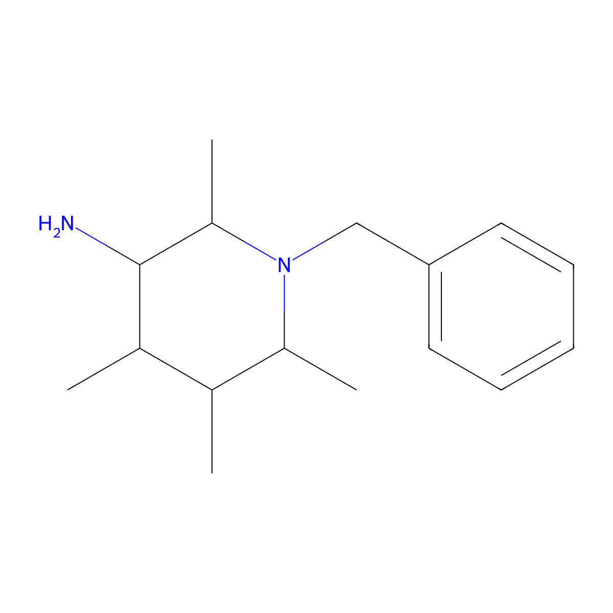 1-Benzyl-2,4,5,6-tetramethylpiperidin-3-amine molecular structure, CAS 1315367-69-1