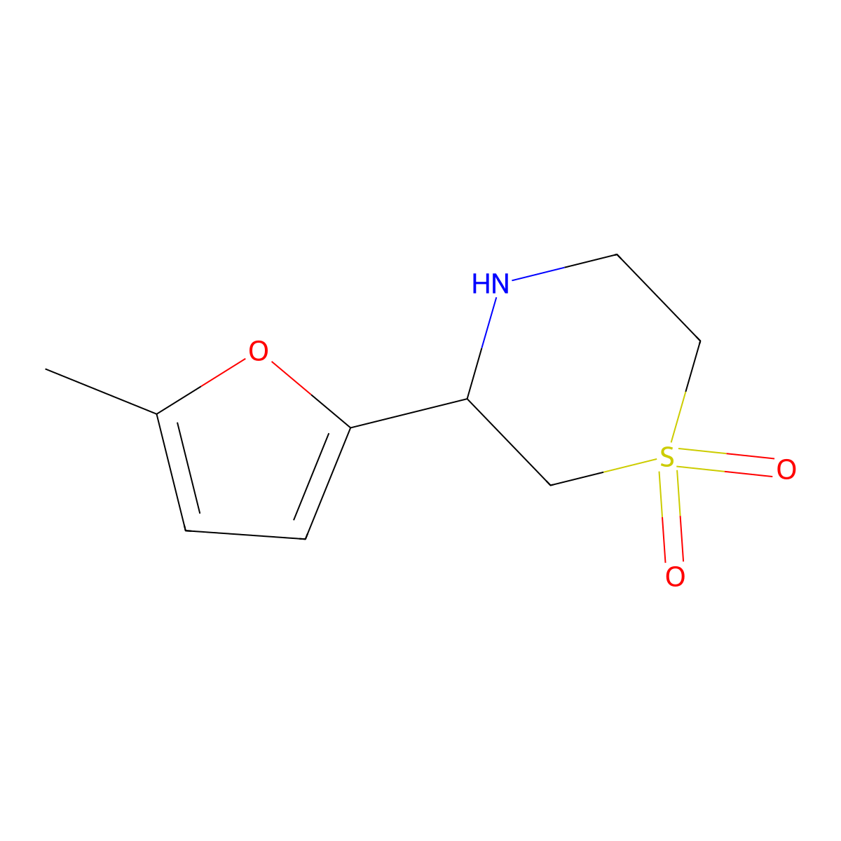3-(5-Methylfuran-2-yl)-1lambda6-thiomorpholine-1,1-dione molecular structure, CAS 1315367-75-9