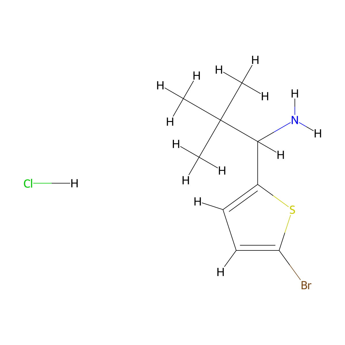 1-(5-Bromothiophen-2-yl)-2,2-dimethylpropan-1-amine hydrochloride molecular structure, CAS 1315367-76-0