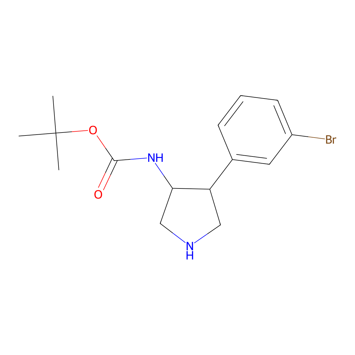 tert-butyl N-[4-(3-bromophenyl)pyrrolidin-3-yl]carbamate molecular structure, CAS 1315367-81-7