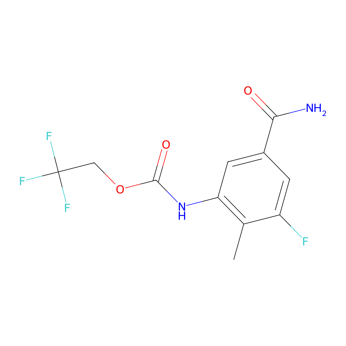 2,2,2-trifluoroethyl N-(5-carbamoyl-3-fluoro-2-methylphenyl)carbamate molecular structure, CAS 1315367-82-8