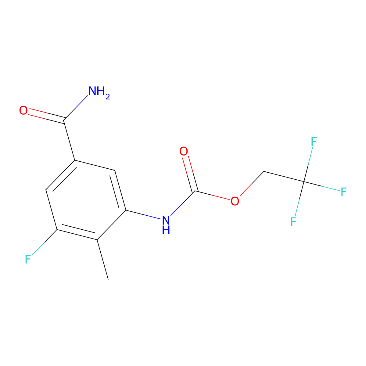 2,2,2-trifluoroethyl N-(5-carbamoyl-3-fluoro-2-methylphenyl)carbamate molecular structure, CAS 1315367-82-8