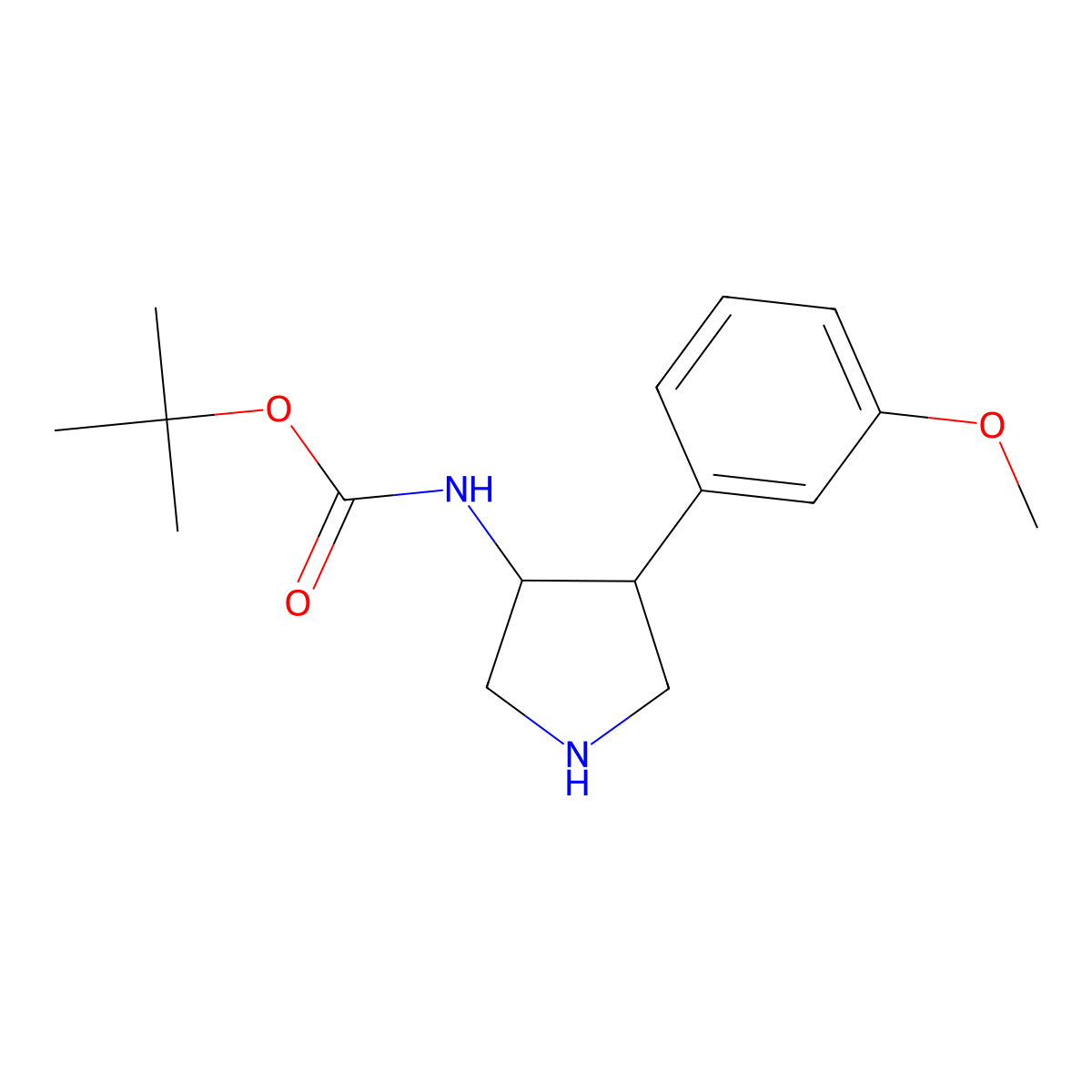 tert-butyl N-[4-(3-methoxyphenyl)pyrrolidin-3-yl]carbamate molecular structure, CAS 1315367-85-1