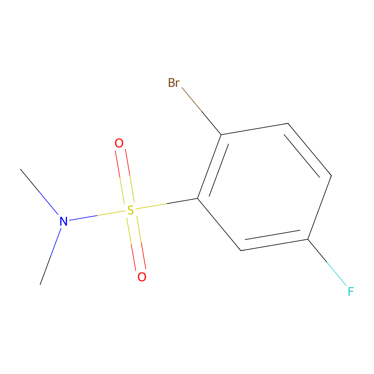 2-bromo-5-fluoro-N,N-dimethylbenzene-1-sulfonamide molecular structure, CAS 1315367-89-5