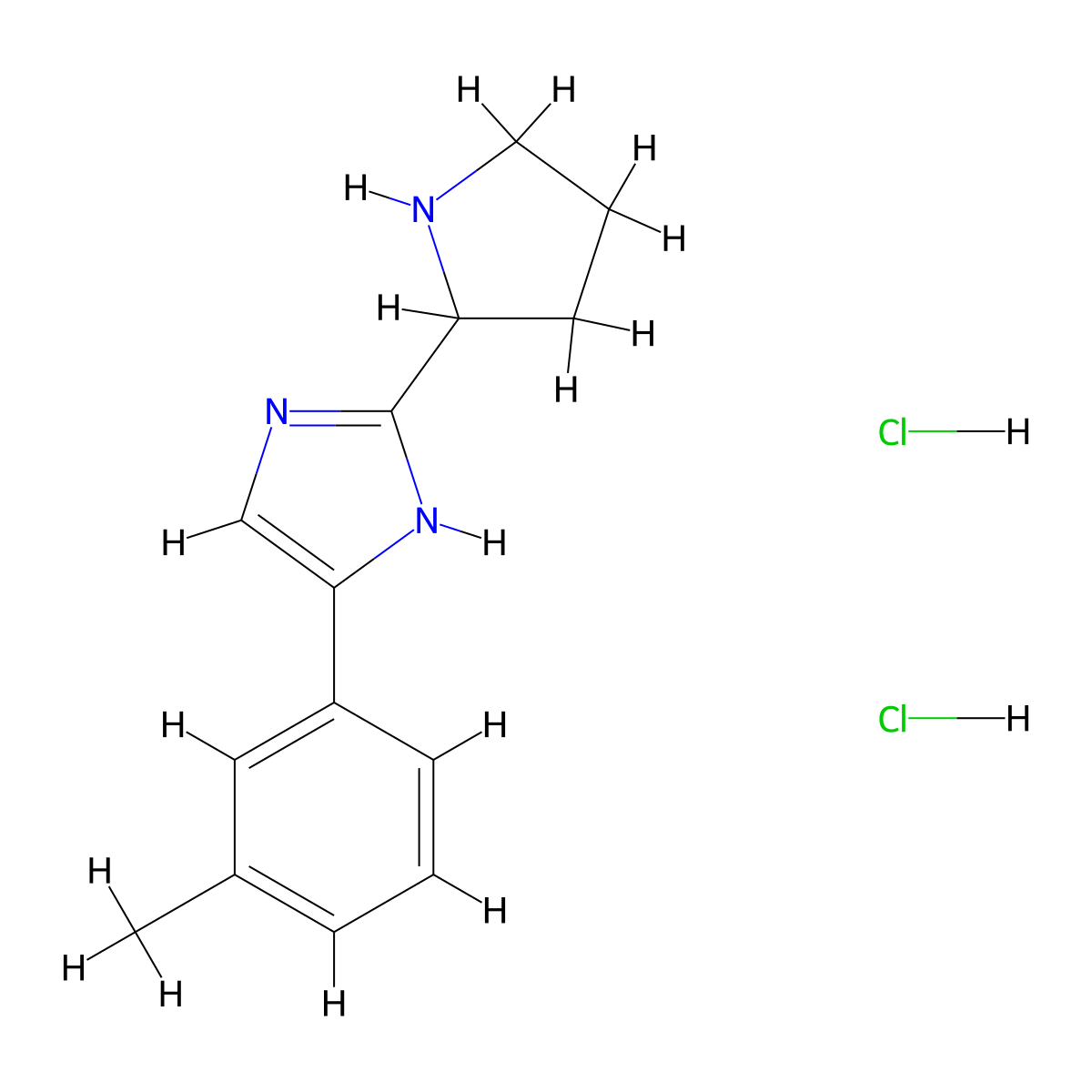 4-(3-methylphenyl)-2-(pyrrolidin-2-yl)-1H-imidazole dihydrochloride molecular structure, CAS 1315367-90-8
