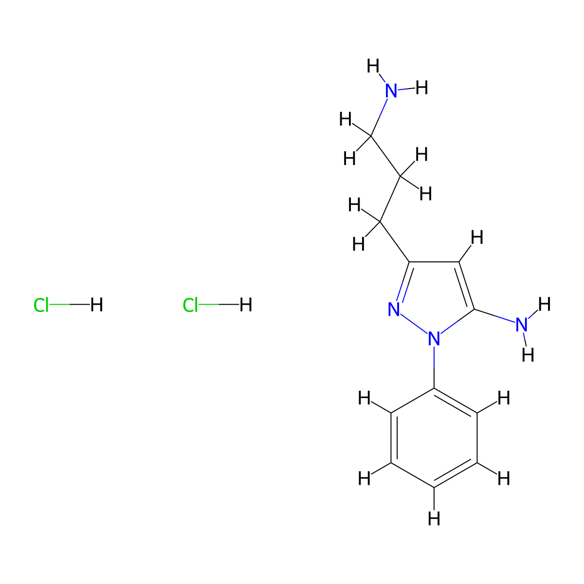 3-(3-aminopropyl)-1-phenyl-1H-pyrazol-5-amine dihydrochloride molecular structure, CAS 1315367-93-1