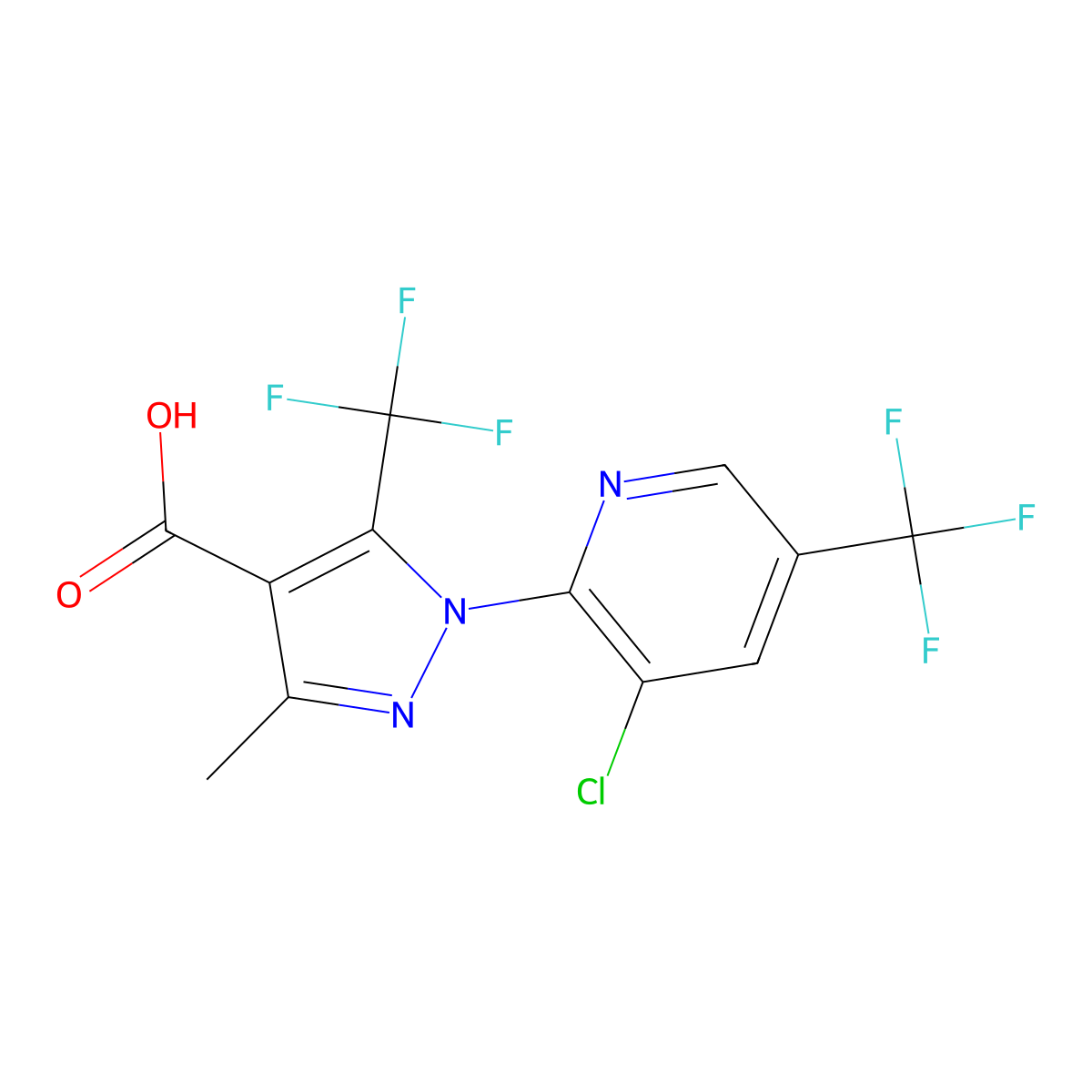 1-[3-chloro-5-(trifluoromethyl)pyridin-2-yl]-3-methyl-5-(trifluoromethyl)-1H-pyrazole-4-carboxylic acid molecular structure, CAS 1315368-04-7