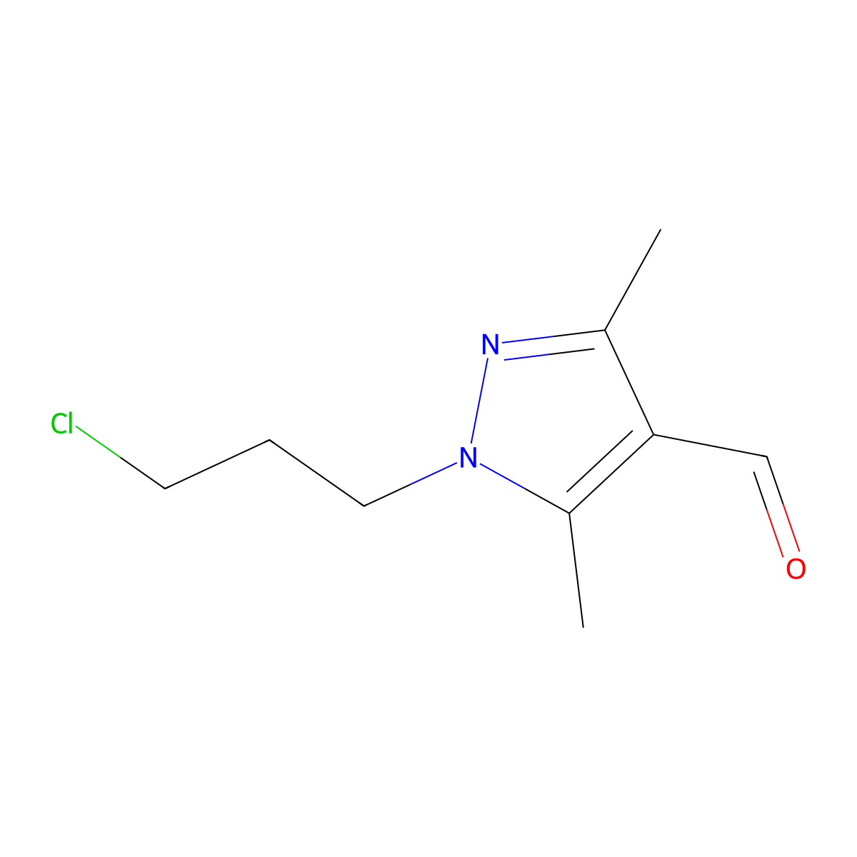 1-(3-chloropropyl)-3,5-dimethyl-1H-pyrazole-4-carbaldehyde molecular structure, CAS 1315368-05-8