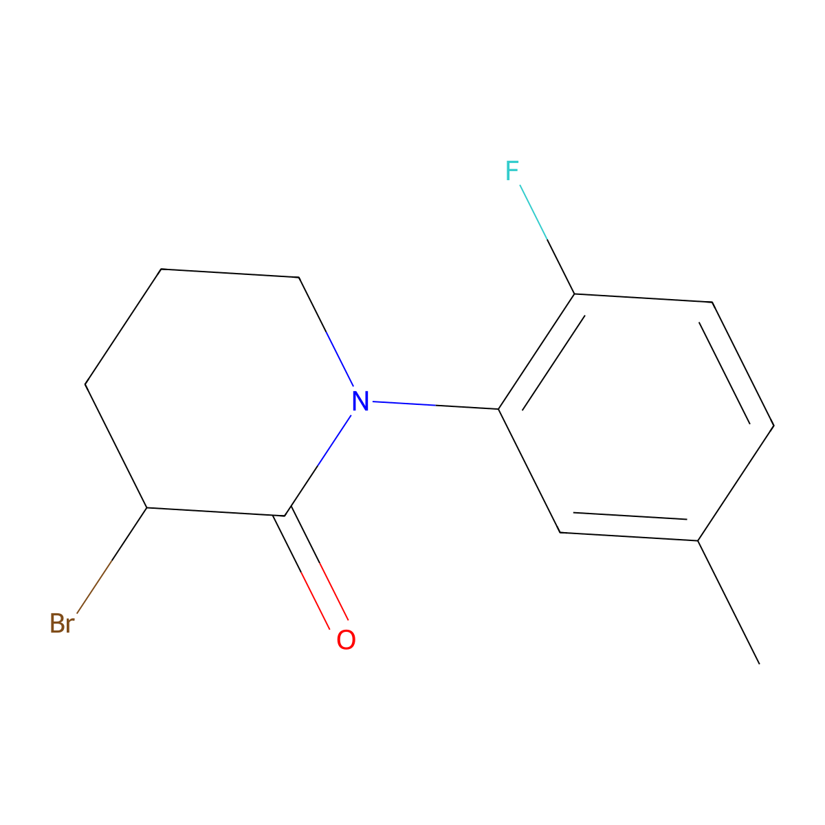 3-Bromo-1-(2-fluoro-5-methylphenyl)piperidin-2-one molecular structure, CAS 1315368-07-0