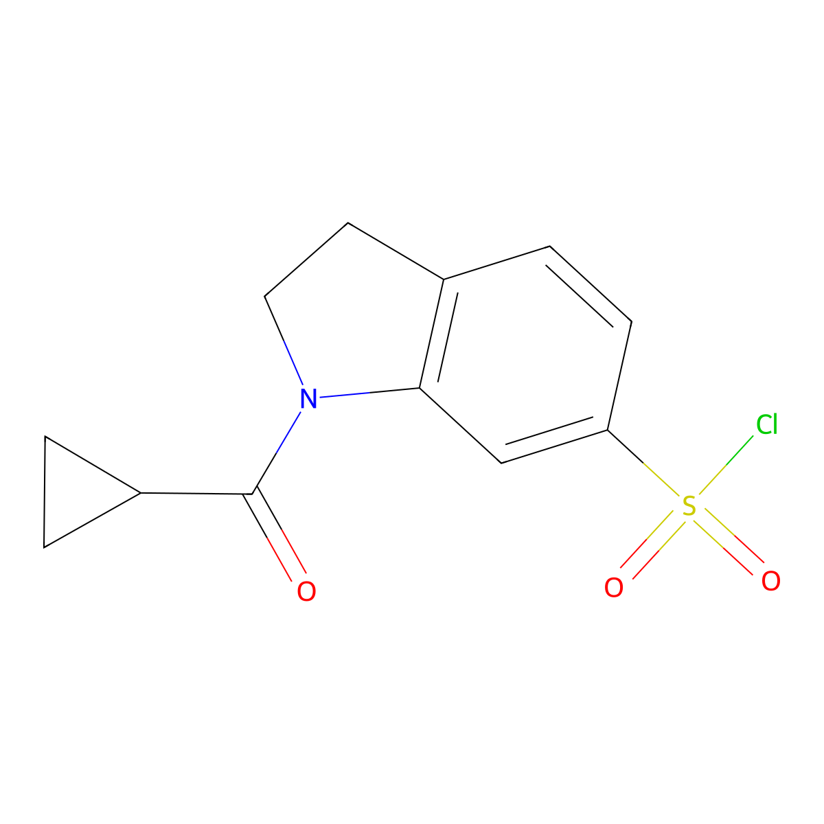 1-cyclopropanecarbonyl-2,3-dihydro-1H-indole-6-sulfonyl chloride molecular structure, CAS 1315368-12-7