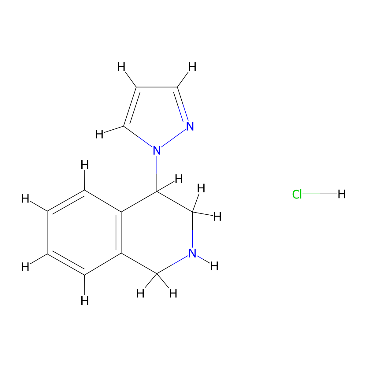 4-(1H-pyrazol-1-yl)-1,2,3,4-tetrahydroisoquinoline hydrochloride molecular structure, CAS 1315368-21-8