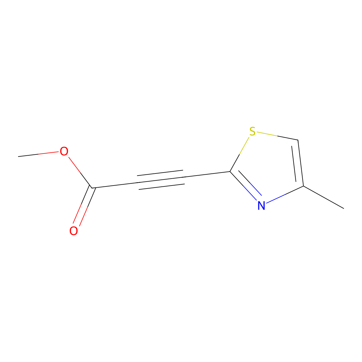 Methyl 3-(4-methyl-1,3-thiazol-2-yl)prop-2-ynoate molecular structure, CAS 1315368-23-0