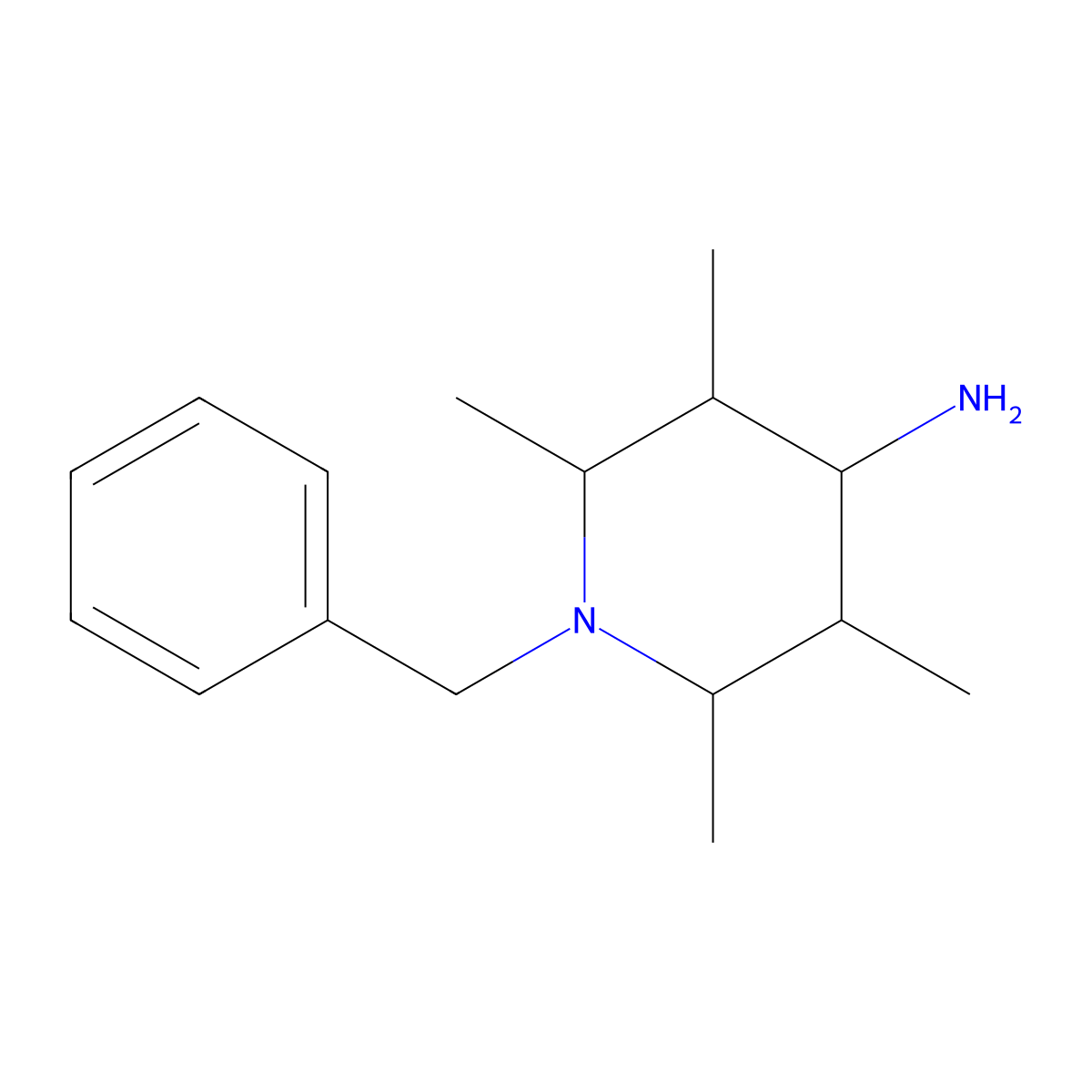 1-Benzyl-2,3,5,6-tetramethylpiperidin-4-amine molecular structure, CAS 1315368-26-3