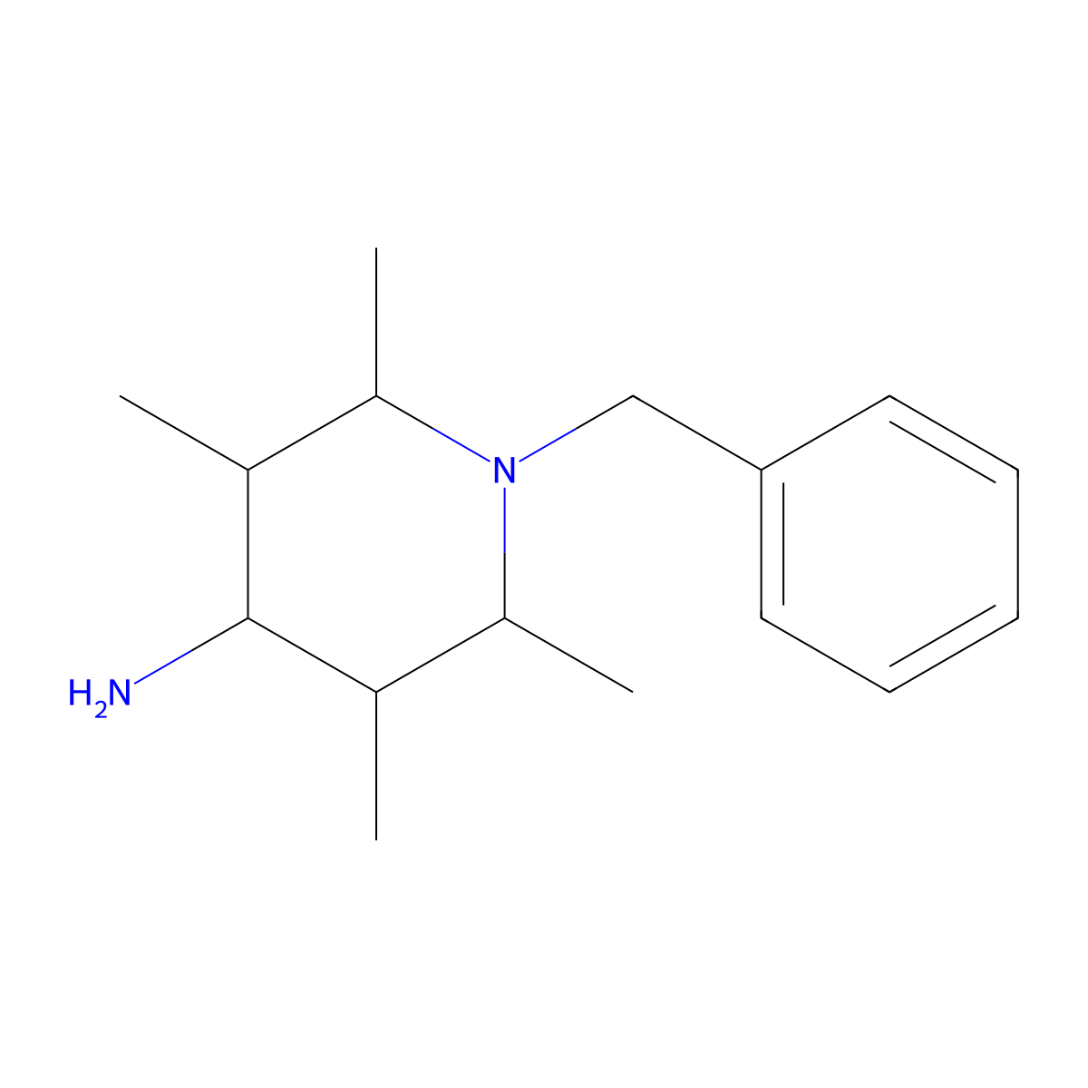 1-Benzyl-2,3,5,6-tetramethylpiperidin-4-amine molecular structure, CAS 1315368-26-3
