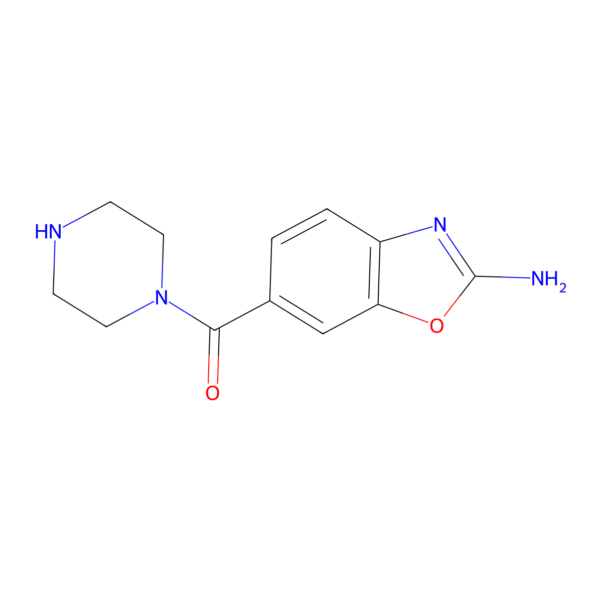 6-(Piperazine-1-carbonyl)-1,3-benzoxazol-2-amine molecular structure, CAS 1315368-32-1