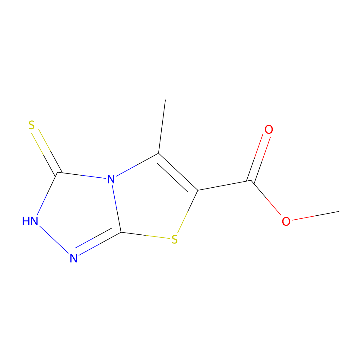 Methyl 5-methyl-3-sulfanyl-[1,2,4]triazolo[3,4-b][1,3]thiazole-6-carboxylate molecular structure, CAS 1315368-38-7