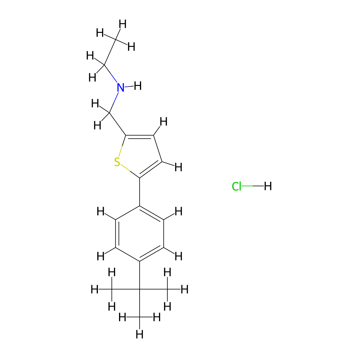 {[5-(4-Tert-butylphenyl)thiophen-2-yl]methyl}(ethyl)amine hydrochloride molecular structure, CAS 1315368-49-0