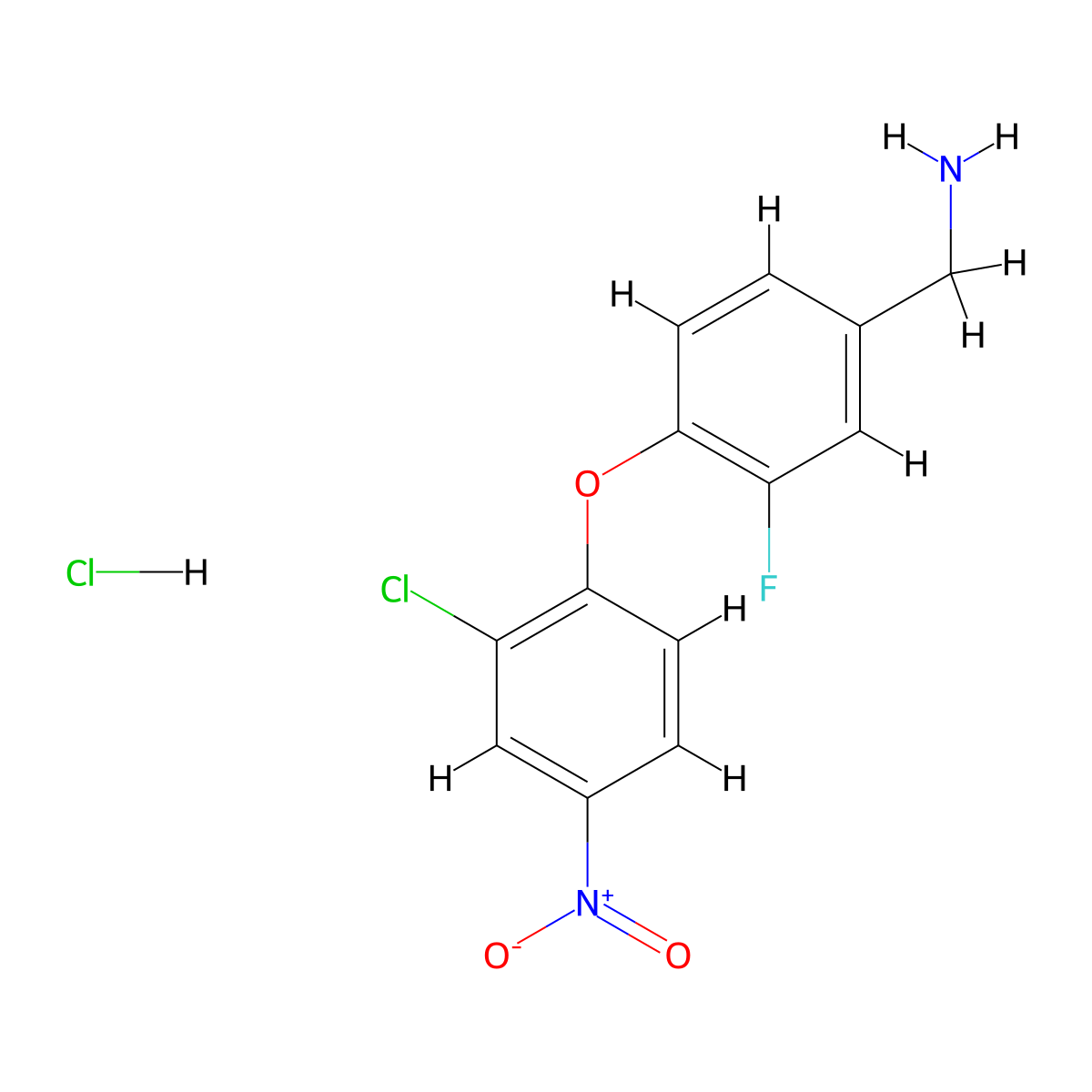 [4-(2-Chloro-4-nitrophenoxy)-3-fluorophenyl]methanamine hydrochloride molecular structure, CAS 1315368-51-4