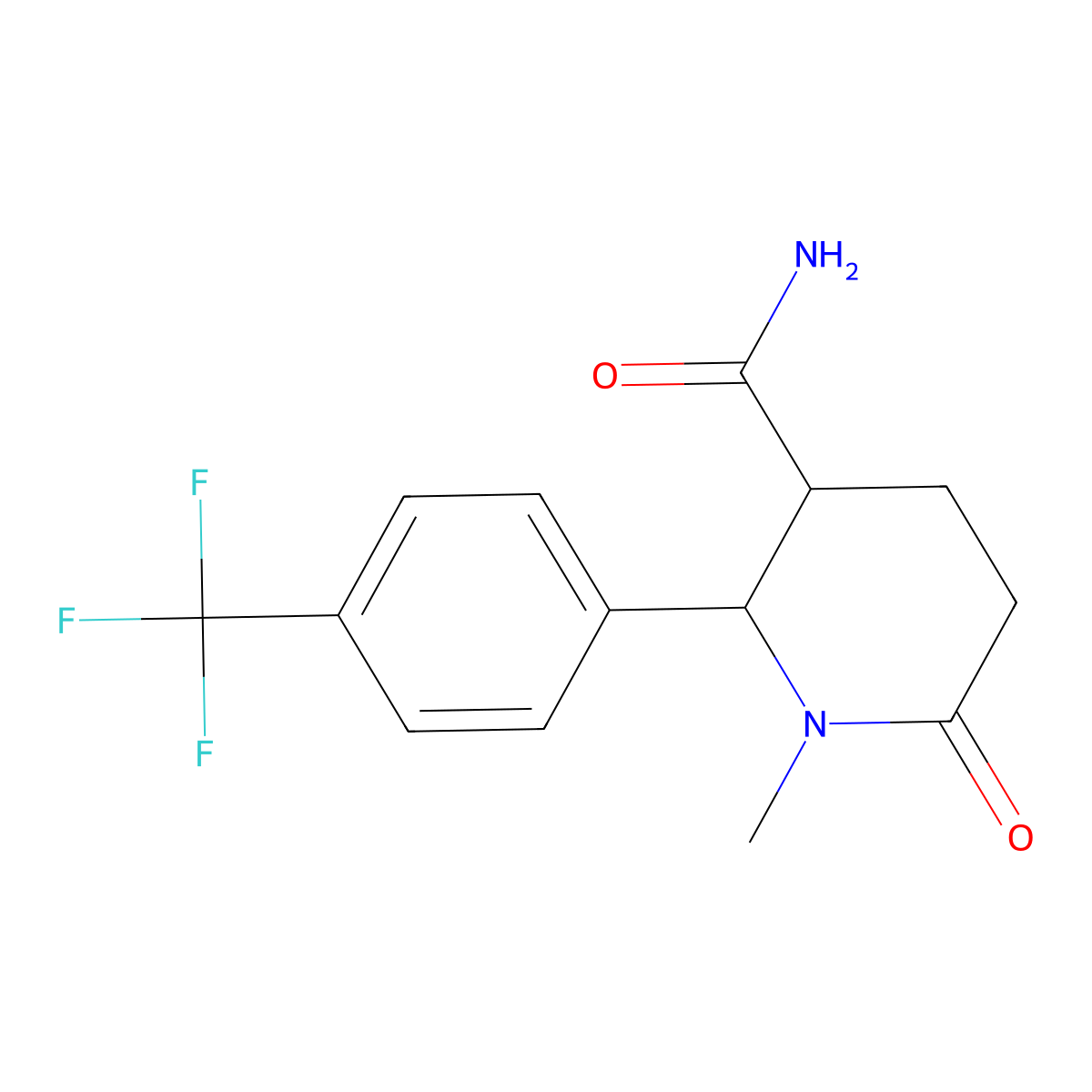 1-Methyl-6-oxo-2-[4-(trifluoromethyl)phenyl]piperidine-3-carboxamide molecular structure, CAS 1315368-57-0