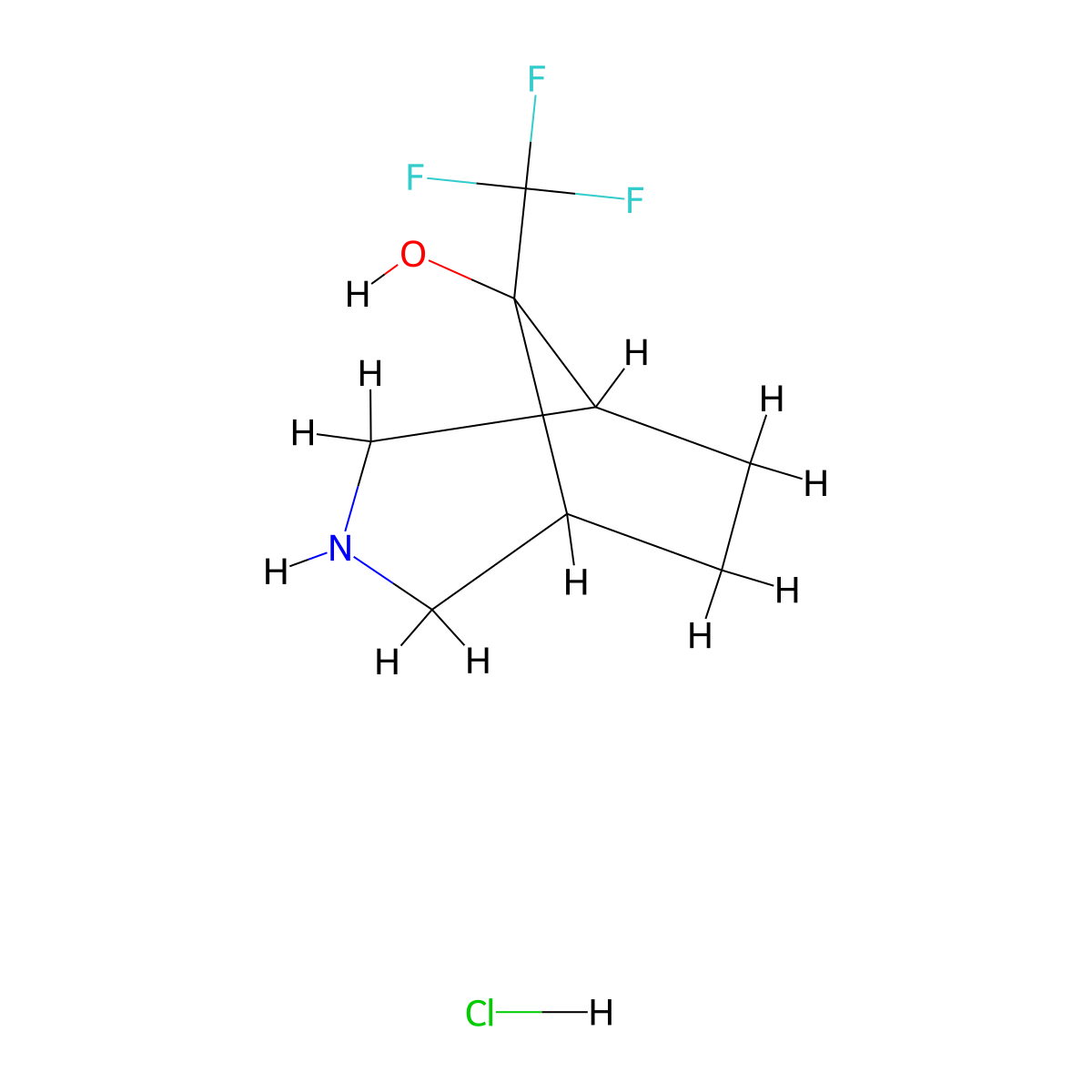 8-(Trifluoromethyl)-3-azabicyclo[3.2.1]octan-8-ol hydrochloride molecular structure, CAS 1315368-59-2