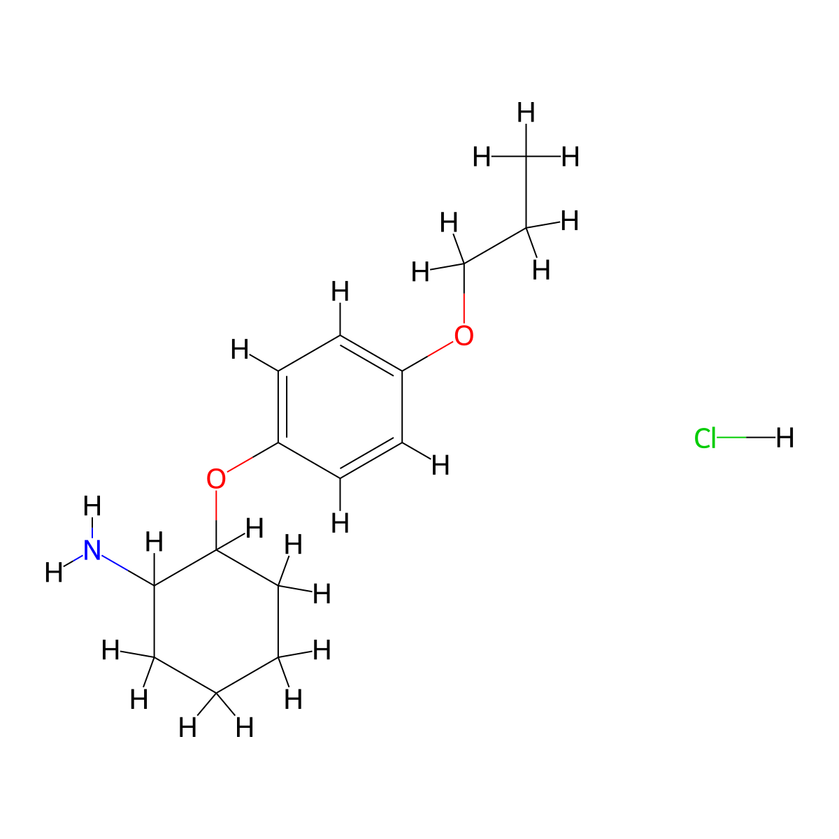 2-(4-Propoxyphenoxy)cyclohexan-1-amine hydrochloride molecular structure, CAS 1315368-62-7