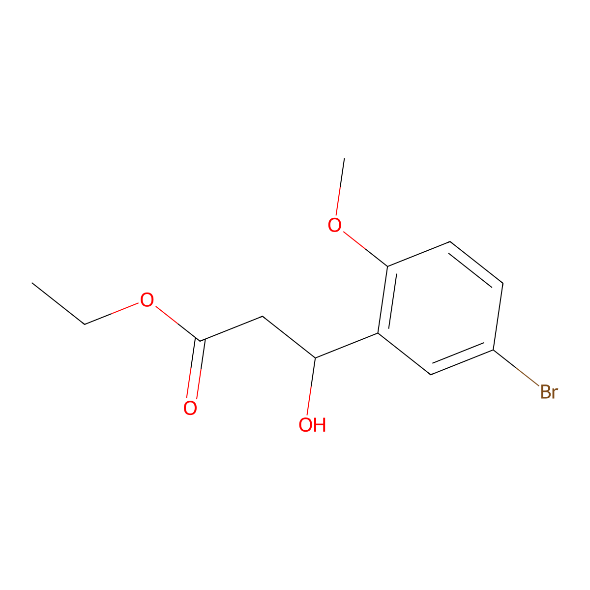 Ethyl 3-(5-bromo-2-methoxyphenyl)-3-hydroxypropanoate molecular structure, CAS 1315368-63-8