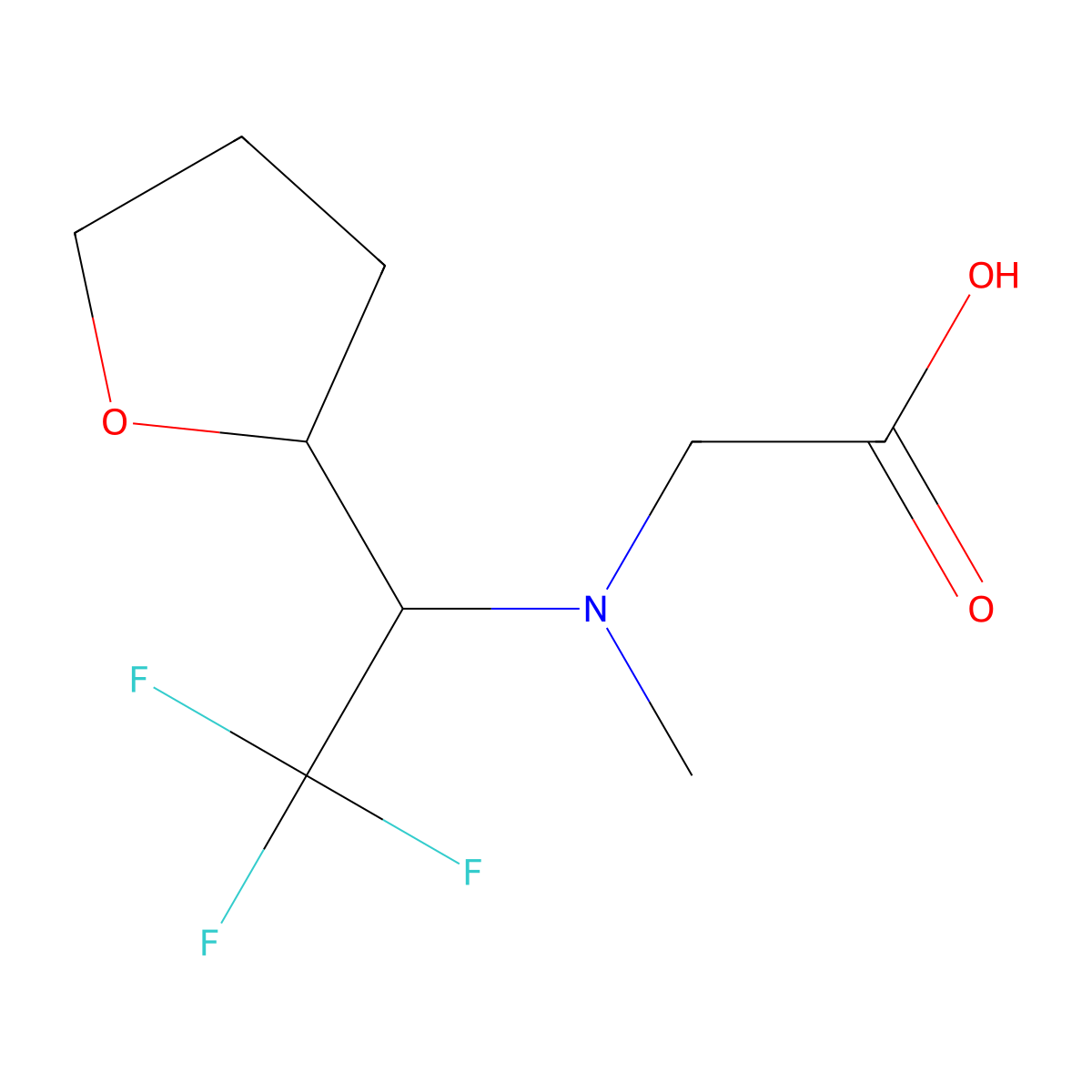 2-{Methyl[2,2,2-trifluoro-1-(oxolan-2-yl)ethyl]amino}acetic acid molecular structure, CAS 1315368-64-9