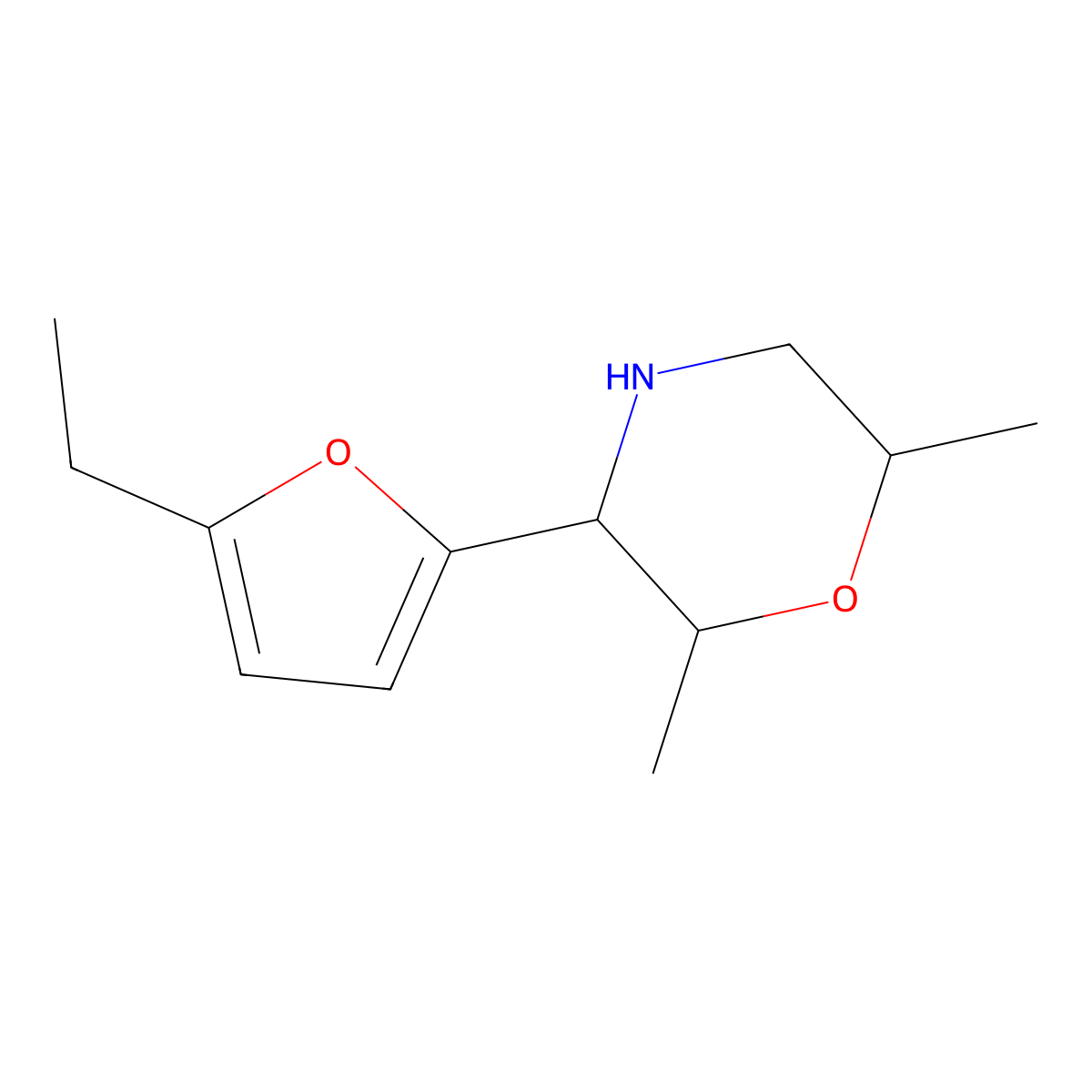 3-(5-Ethylfuran-2-yl)-2,6-dimethylmorpholine molecular structure, CAS 1315368-69-4