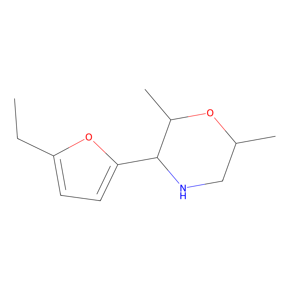 3-(5-Ethylfuran-2-yl)-2,6-dimethylmorpholine molecular structure, CAS 1315368-69-4