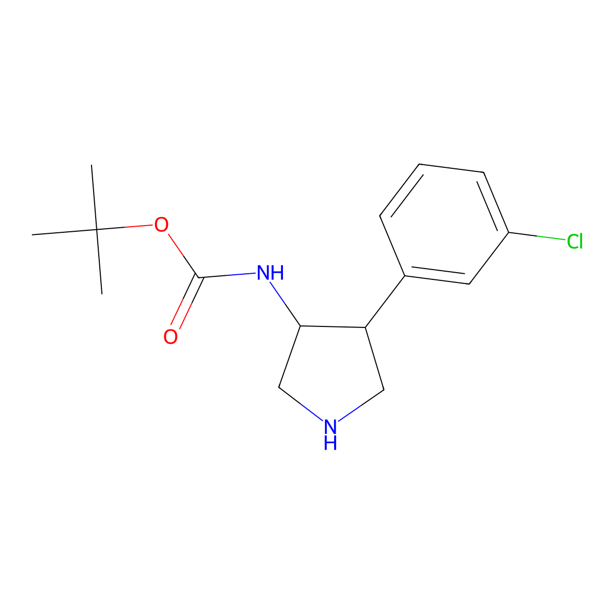 tert-butyl N-[4-(3-chlorophenyl)pyrrolidin-3-yl]carbamate molecular structure, CAS 1315368-76-3